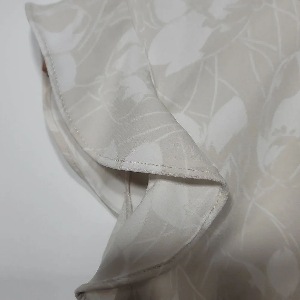 J. Crew Cream Floral Ruffle Blouse